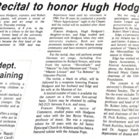 Plaque and Recital in Honor of Hugh Hodgson Article
